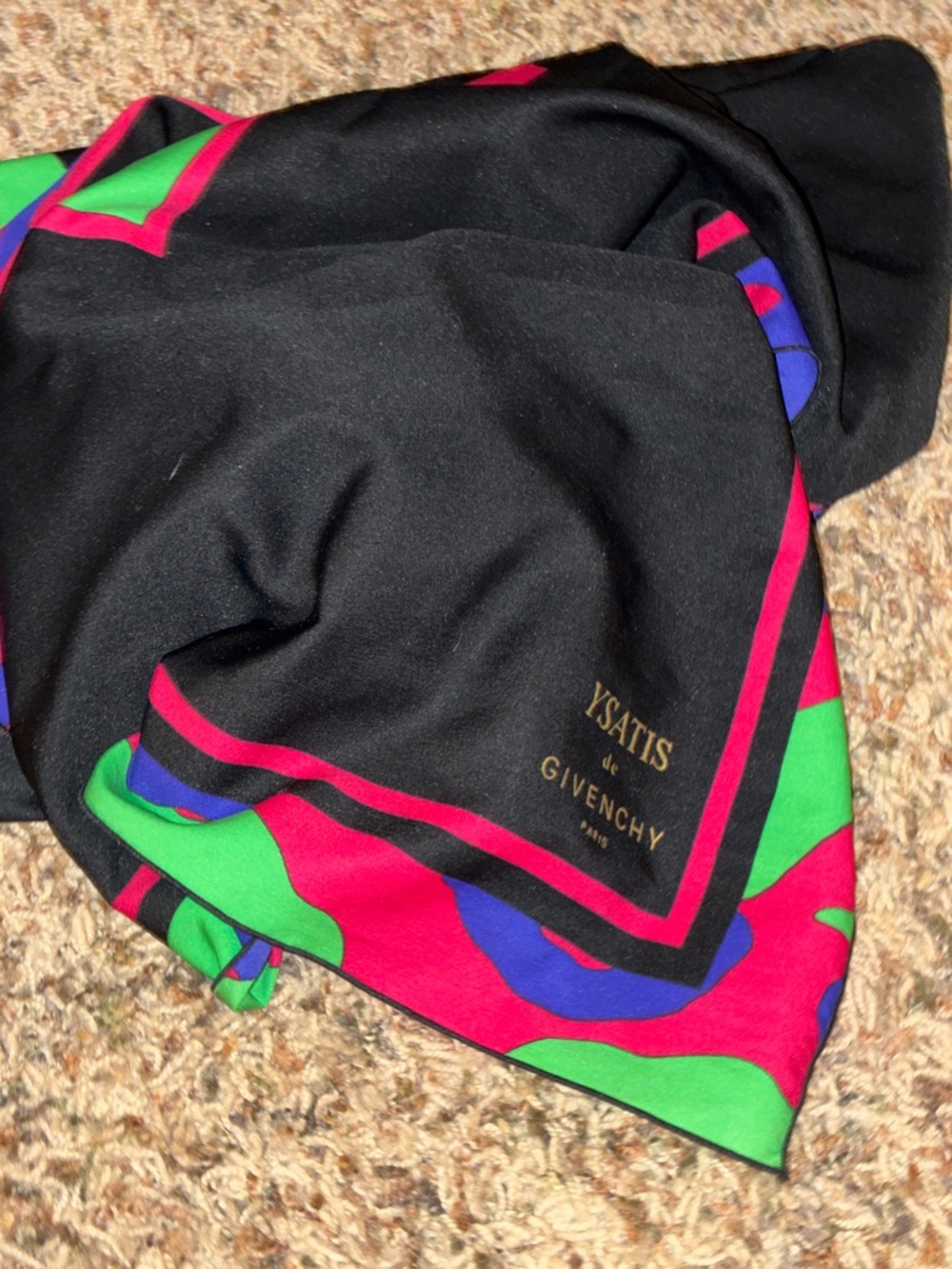 Vintage & Rare 1980s 'Ysatis de Givenchy' Paris Crepe Silk Scarf - Picture 6 of 11